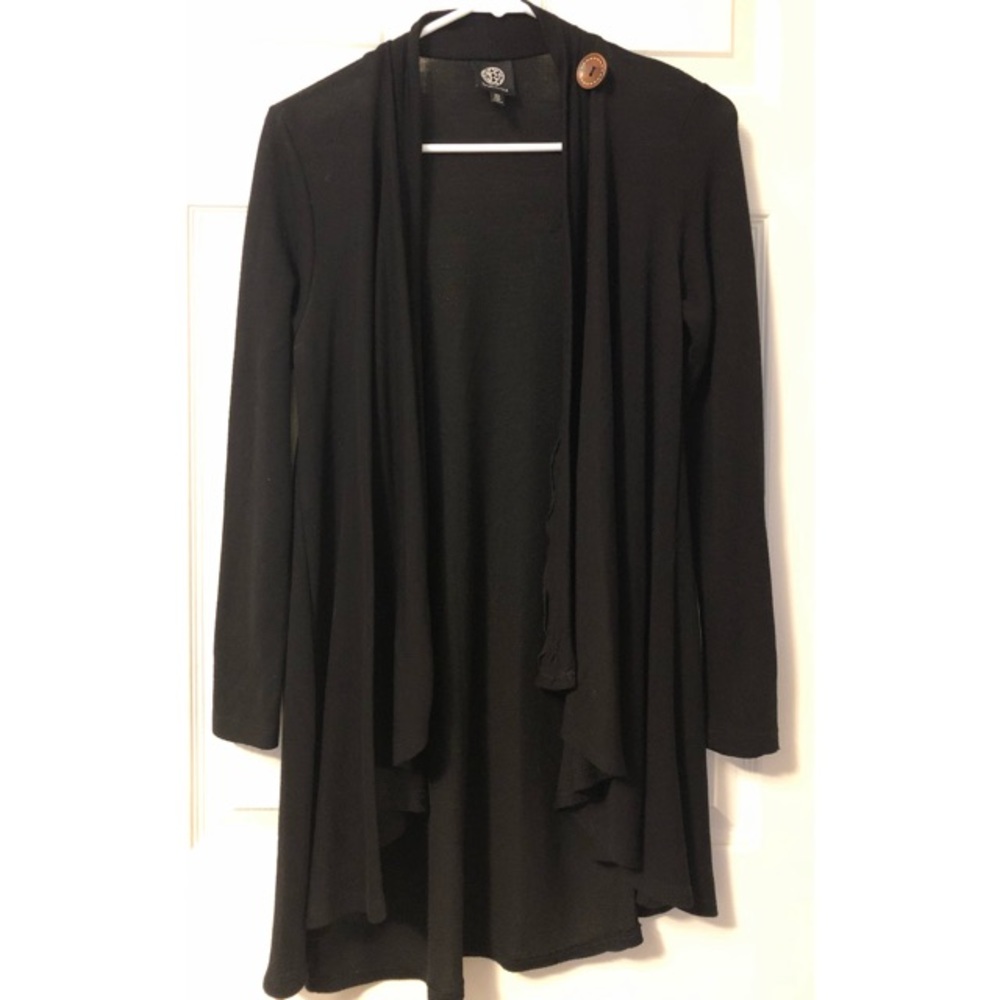 Bobeau One-Button Fleece Wrap Cardigan